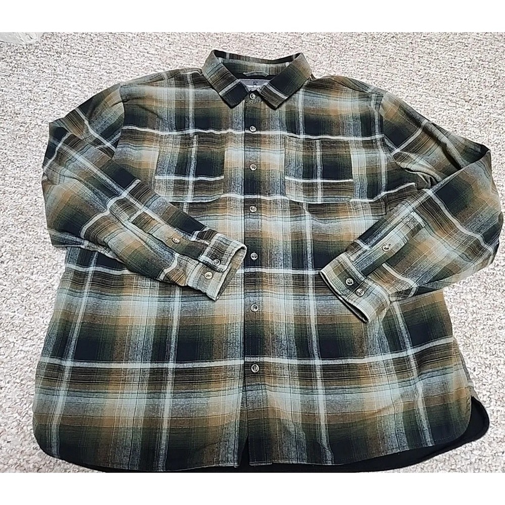 Rugged Elements‎ XXL Green Plaid Flannel Shirt Jacket Fleece Lined